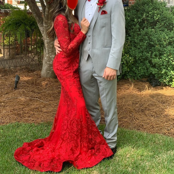 Mac Duggal Beaded Lace Prom/Pageant Dress - Picture 2 of 9